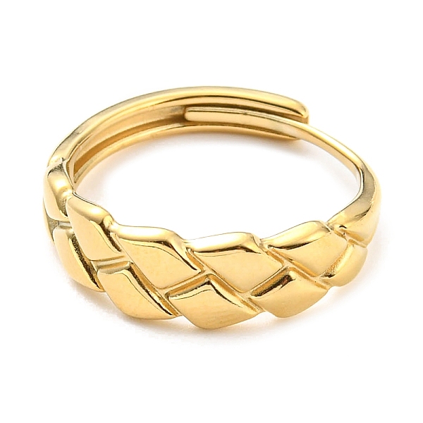 304 Stainless Steel Grooved Rhombus Adjustable Ring For Women