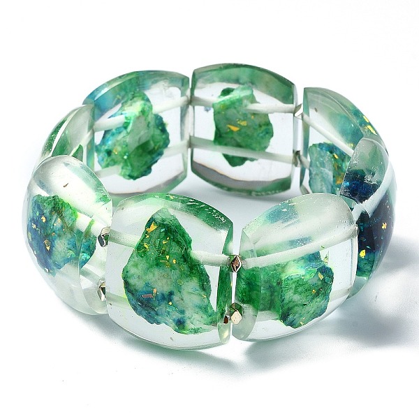 

PandaHall Dyed Natural Dolomite & Synthetic Opal Stretch Bracelets, Epoxy Resin Domino Bracelets for Women, Dark Green, Inner Diameter...