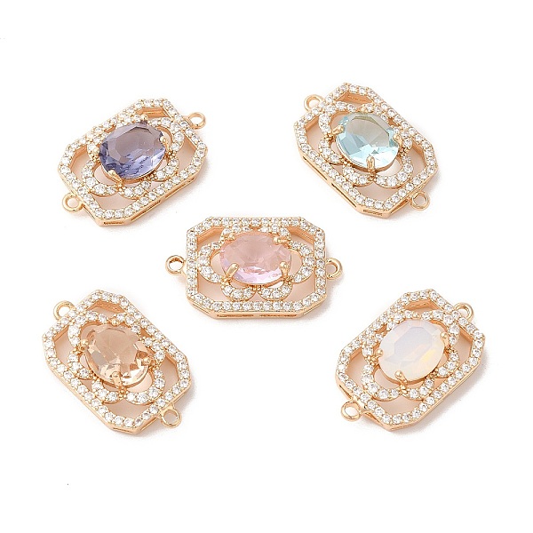 

PandaHall Brass Crystal Rhinestone Connector Charms with K9 Glass, Light Gold Plated Rectangle Links, Mixed Color, 22.5x15x8mm, Hole: 2.8mm..., Multicolor