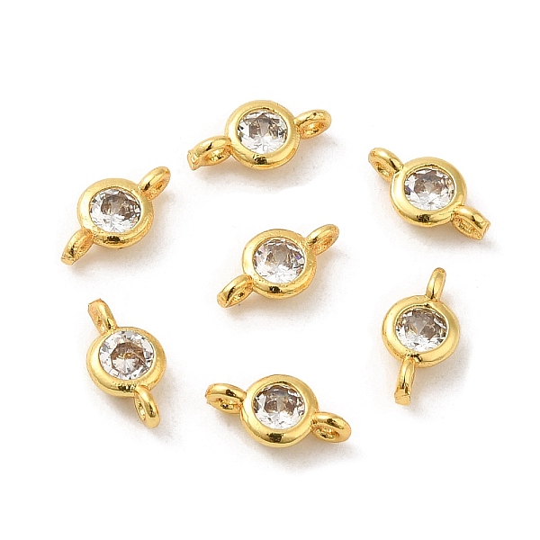 

PandaHall Rack Plating Brass Pave Clear Cubic Zirconia Connector Charms, Lead Free & Cadmium Free, Flat Round Links, Golden, 8x4x2mm, Hole...