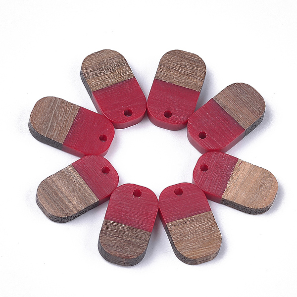 

PandaHall Resin & Walnut Wood Pendants, Oval, Red, 20.5x11.5x3mm, Hole: 2mm Resin+Wood Oval Red