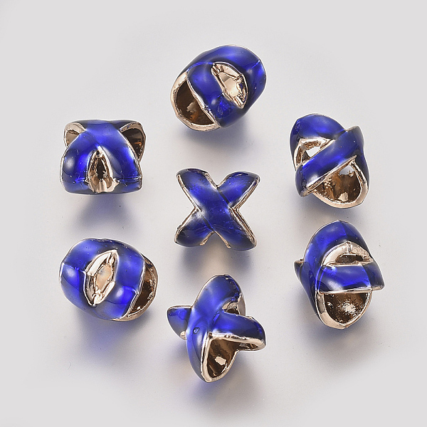 

PandaHall Golden Plated Alloy Slide Charms, with Enamel, Letter X, Blue, 12x11x11mm, Hole: 8mm Alloy+Enamel Letter Blue