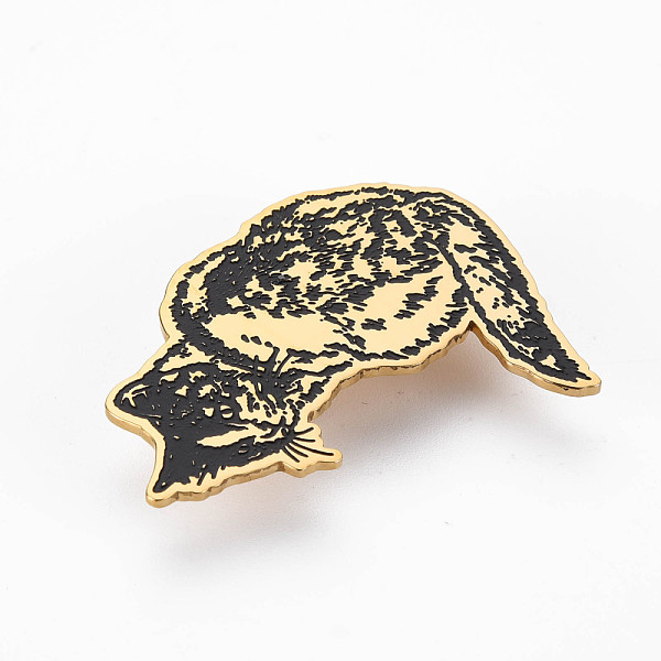 

PandaHall Cat Brooch, 201 Stainless Steel Animal Lapel Pin for Backpack Clothes, Nickel Free & Lead Free, Golden, 47x36x7mm, Pin: 0.7mm...