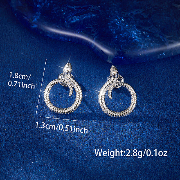 

PandaHall Snake Shape Rhodium Plated 925 Sterling Silver Stud Earring, Platinum, 18x13mm Sterling Silver Snake