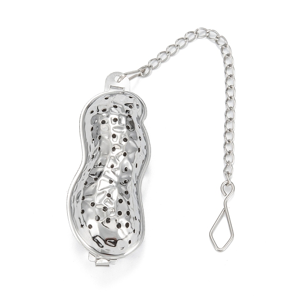 

PandaHall Peanut Shape Tea Infuser, with Chain & Hook, Loose Tea 304 Stainless Steel Mesh Tea Ball Strainer, Stainless Steel Color, 175mm...