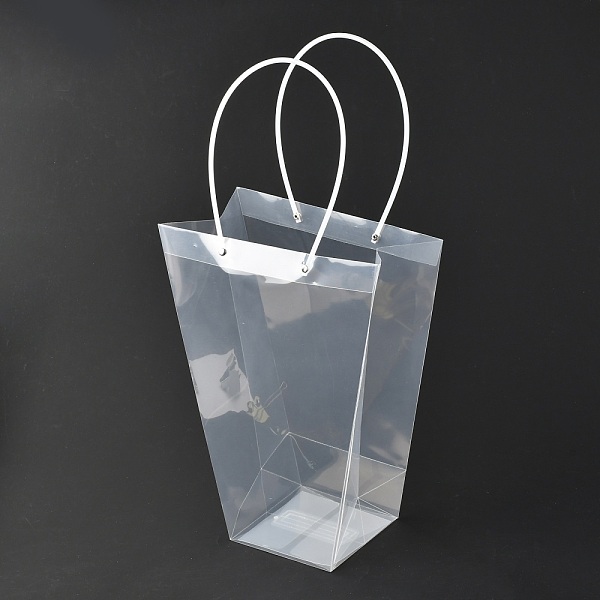 

PandaHall Valentine's Day Trapezoid PP Plastic Gift Bags, Flower Bouquet Bags, with Handle, Clear, 26x13.1x35cm Plastic None Clear