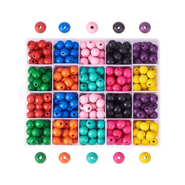 

PandaHall about 400 pcs 10 Mixed Color Dyed Wood Beads Round 14mm Wooden Beads for Jewelry Making, 14x13mm, Hole: 4mm Wood Round..., Multicolor