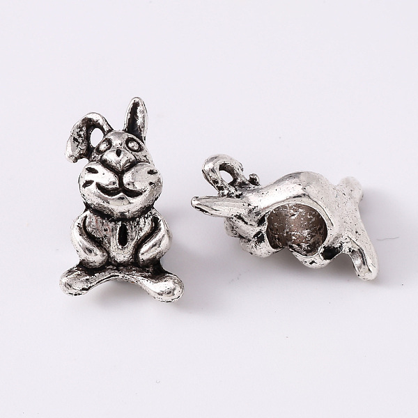 

PandaHall Alloy European Beads, Large Hole Beads, Cadmium Free & Lead Free, Rabbit Shape, Antique Silver, 17x10x9mm, Hole: 4.5mm, about...