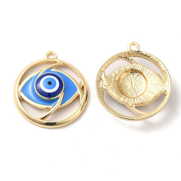 

PandaHall Alloy Enamel Pendants, Cadmium Free & Nickel Free & Lead Free, Golden, Flat Round with Evil Eye Pattern, Dodger Blue...