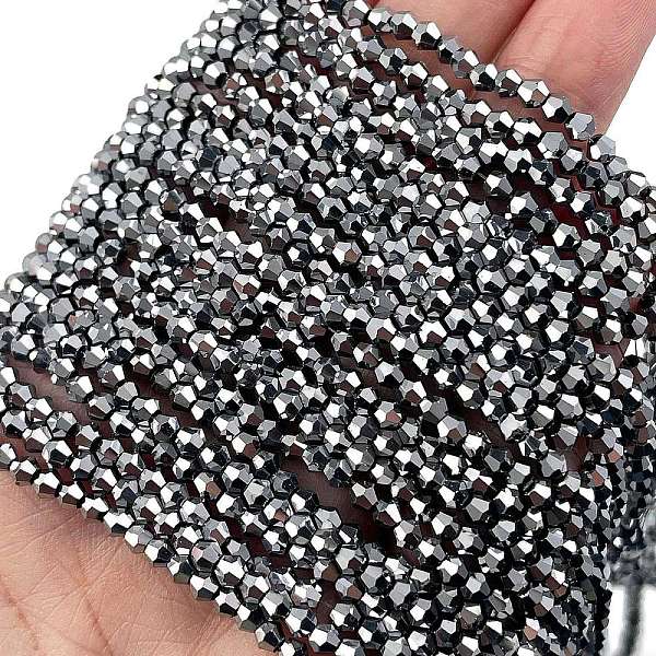 

PandaHall Transparent Electroplate Glass Beads Strands, Full Plated, Faceted, Bicone, Platinum Plated, 3x2.5mm, Hole: 0.7mm, about...