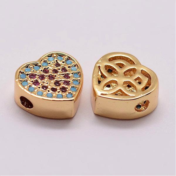 

PandaHall Brass Micro Pave Cubic Zirconia Beads, Heart, Lead Free & Nickel Free & Cadmium Free, Real 18K Gold Plated, 9x10x4mm, Hole: 1.5mm...