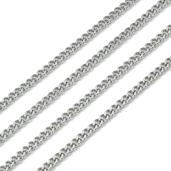 

PandaHall 304 Stainless Steel Curb Chain Twist Link Chains, Unwelded, Faceted, Stainless Steel Color, 3x2.2x1mm 304 Stainless Steel