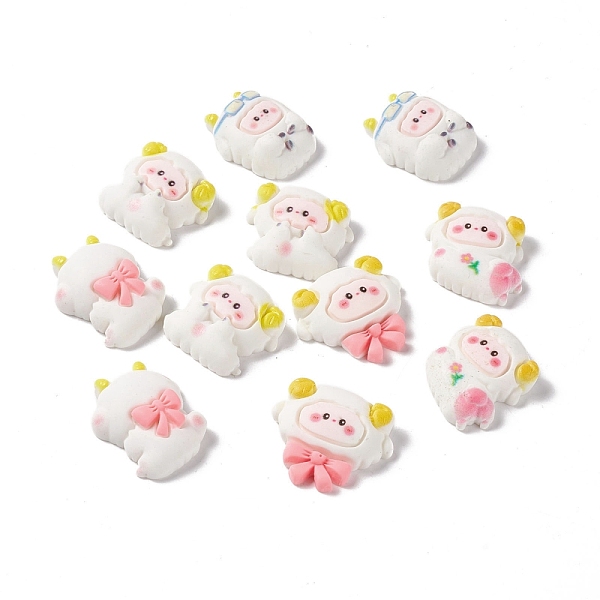 

PandaHall Opaque Resin Cabochons, DIY Accessories, Sheep Mixed Shapes, White, 20~24x18~24x6~7mm Resin Mixed Shapes White