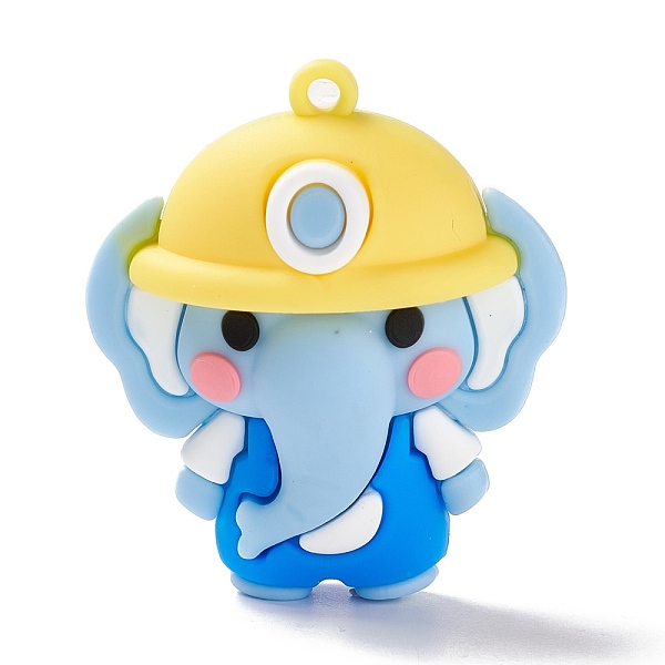 

PandaHall PVC Plastic Cartoon Pendants, Elephant, Light Sky Blue, 48x42x26mm, Hole: 3mm PVC Elephant