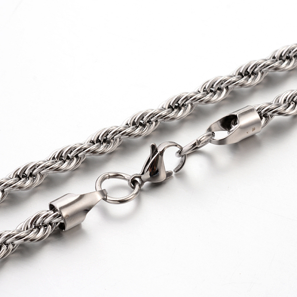 

PandaHall 304 Stainless Steel Rope Chain Necklaces, Stainless Steel Color, 23.6 inch(59.9cm), 6mm 304 Stainless Steel