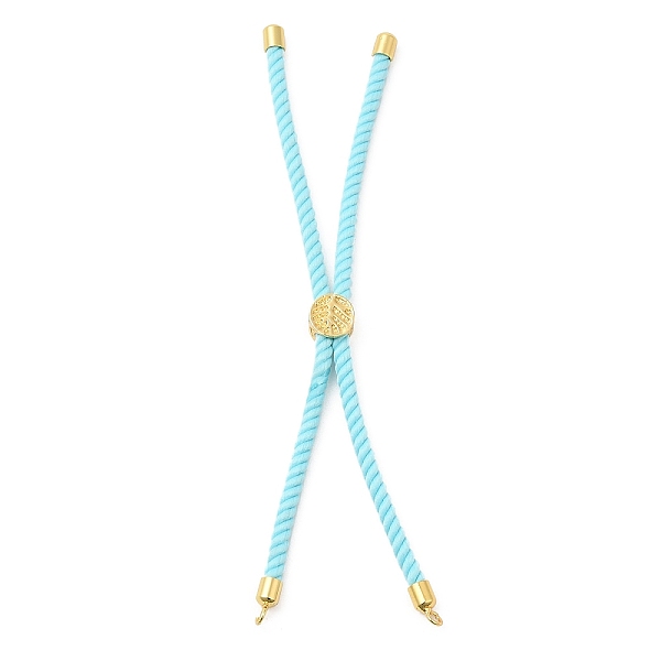 

PandaHall Twisted Nylon Cord Silder Bracelets, Link Bracelet Making for Connector Charm, with Long-Lasting Plated Golden Brass Cord End &..., Cyan