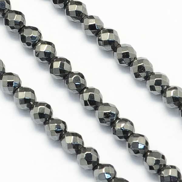 

PandaHall Faceted Round Natural Black Stone Beads Strands, Dyed, 3mm, Hole: 1mm, about 130pcs/strand, 14.6 inch Black Stone Round
