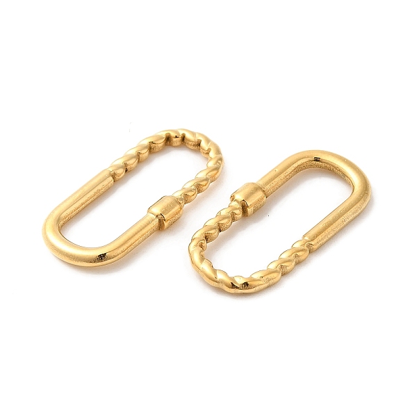 

PandaHall 201 Stainless Steel Linking Rings, Oval Carabiner Shape Connector, Real 18K Gold Plated, 25x12.5x3mm, Inner Diameter: 21x7mm 201...