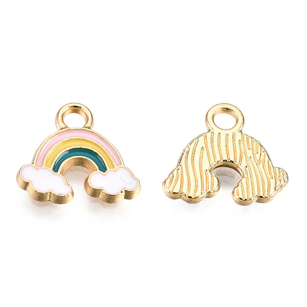 

PandaHall Light Gold Plated Alloy Charms, with Enamel, Rainbow, Colorful, 11x12x1.5mm, Hole: 2mm Alloy+Enamel Rainbow