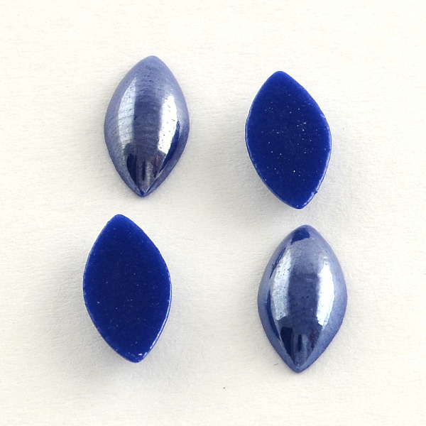 

PandaHall Pearlized Plated Opaque Glass Cabochons, Horse Eye, Blue, 14x7x3.5mm Glass Horse Eye Blue