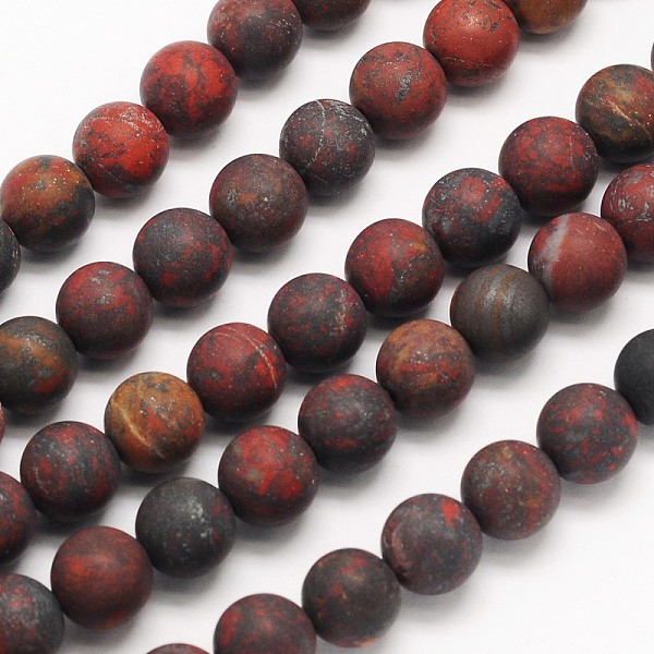 

PandaHall Frosted Round Natural Brecciated Jasper Beads Strands, 8mm, Hole: 1mm, about 49pcs/strand, 15.5 inch Brecciated Jasper Round