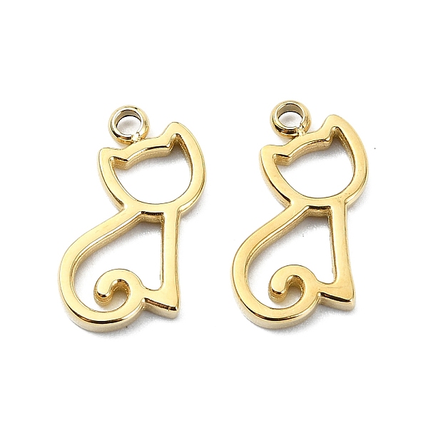 

PandaHall 304 Stainless Steel Charms, Laser Cut, Cat Charm, Real 14K Gold Plated, 13.5x10.5x1mm, Hole: 1.4mm 304 Stainless Steel Cat Shape