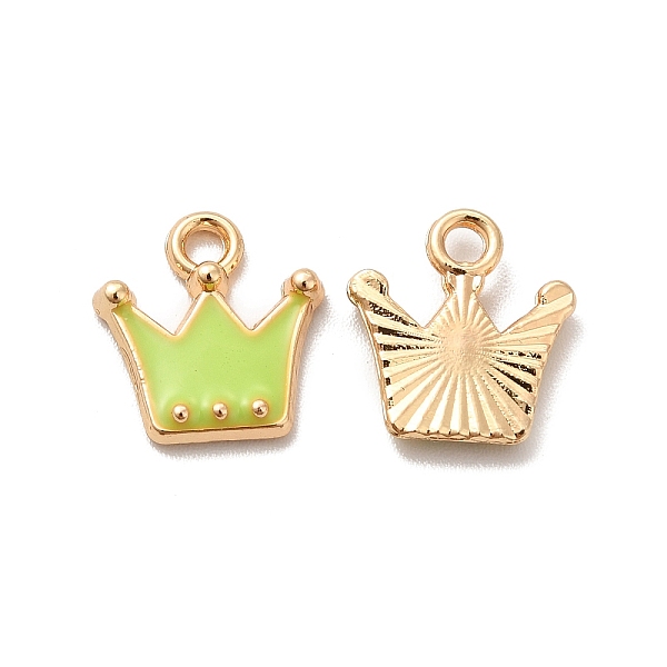 

PandaHall Alloy Enamel Pandants, Lead Free & Cadmium Free, Light Gold, Crown Charm, Green Yellow, 12x11x2mm, Hole: 1.8mm Alloy+Enamel Crown