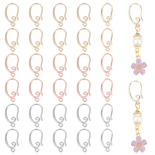 

PandaHall BENECREAT 15 Pairs 3 Colors Brass Earring Hooks, Ear Wire, with Horizontal Loops, Mixed Color, 19.5x1mm, Hole: 1.5mm, Pin: 0.8mm...