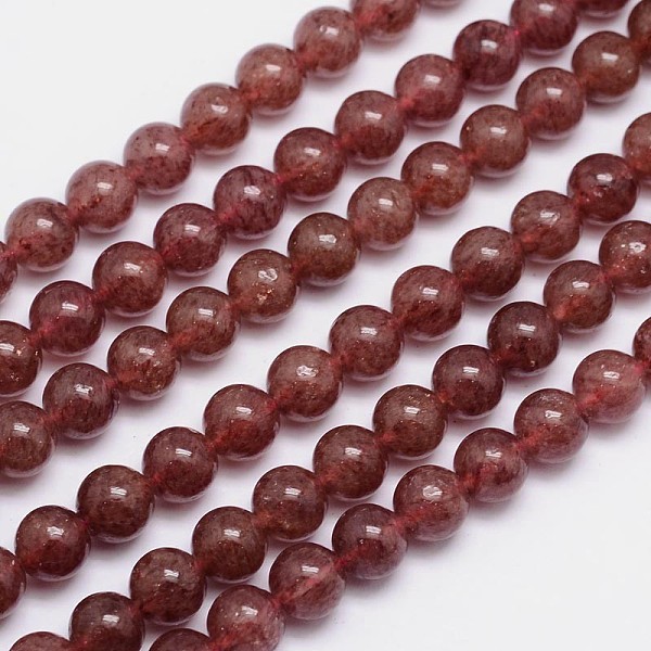 

PandaHall Natural Strawberry Quartz Round Bead Strands, Grade AA, 8mm, Hole: 1mm, about 50pcs/strand, 15.5 inch Strawberry Quartz Round