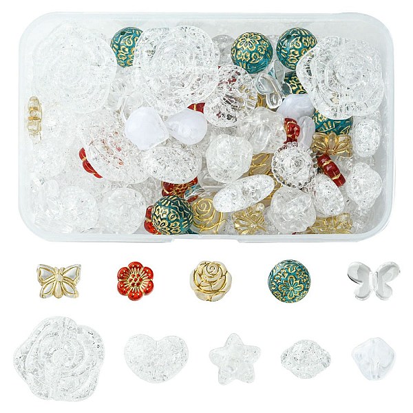 

PandaHall 100Pcs 10 Style Acrylic Beads Sets, Star & Heart & Butterfly & Nugget & Flower, Mixed Style, Mixed Color, 11~28x12~31x4~11mm, Hole..., Multicolor