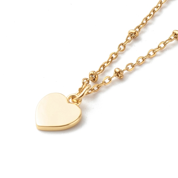 

PandaHall Beads Heart Pendant Necklaces, with 304 Stainless Steel Satellite Chain, Golden, 17.72 inch(45cm) Brass