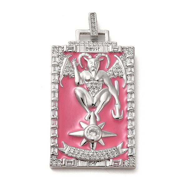 

PandaHall Brass Micro Pave Cubic Zirconia Pendants with Enamel, Tarot, Pale Violet Red, 39.5x23x2.5mm, Hole: 4.5x2mm Brass+Cubic...