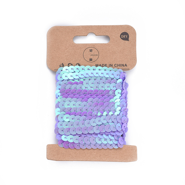 

PandaHall Plastic Paillette/Sequins Chain Rolls, Lilac, 6x0.8mm, about 5yards/card Plastic Disc Purple