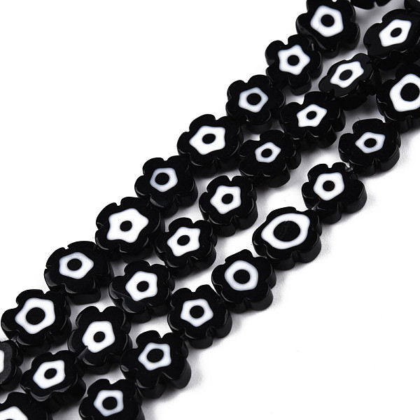 

PandaHall Handmade Evil Eye Lampwork Beads Strands, Flower, Black, 7~9.5x7~9x2.5~3mm, Hole: 1mm, about 54pcs/strand, 16.14 inch(41cm)...