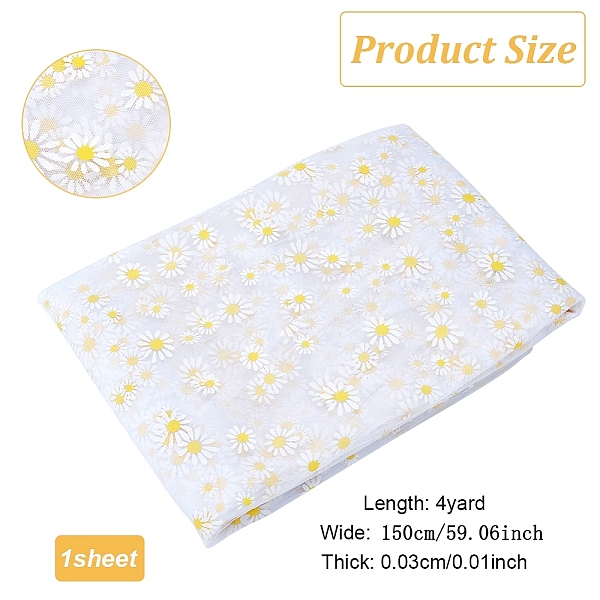BENECREAT 4 Yard Daisy Flower Print Fabric