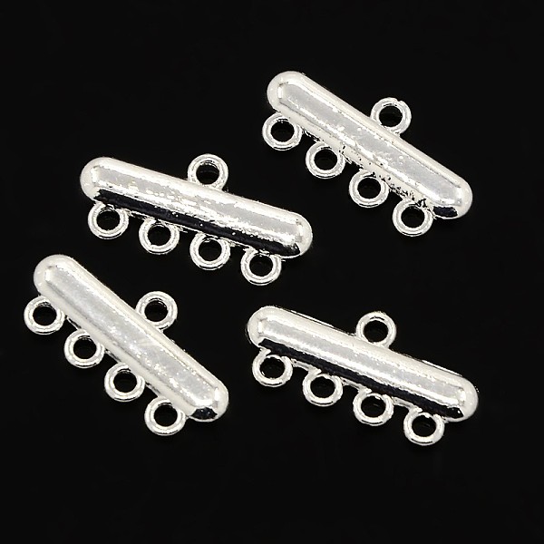 

PandaHall Alloy Chandelier Components Links, 4-Strand Reducer Connector, Rectangle, Silver Color Plated, 11x23x2mm, Hole: 2mm Alloy...