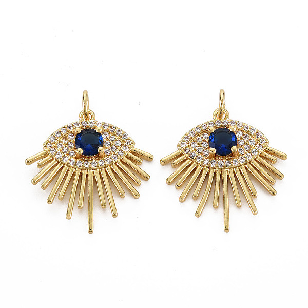 

PandaHall Brass Micro Pave Cubic Zirconia Pendants, Enamel, with Jump Rings, Nickel Free, Eye, Real 16K Gold Plated, 22x22x4mm, Jump Ring..., Multicolor