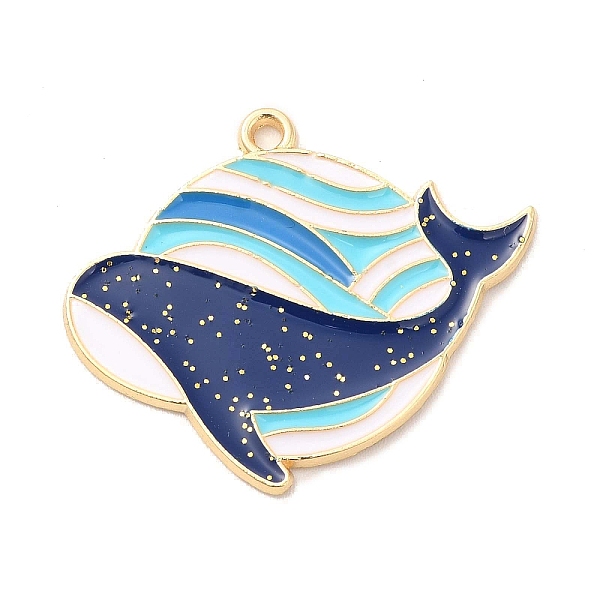 

PandaHall Alloy Enamel Pendants, with Sequins, Shark Shape Charm, Golden, Sky Blue, 25x31x1mm, Hole: 2mm Alloy+Enamel Shark