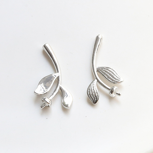 

PandaHall Brass Leaf Head Pins, for Baroque Pearl Making, Platinum, 20x11mm Brass