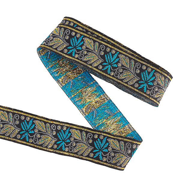 

PandaHall Ethnic Style Embroidery Polyester Ribbons, Leaf Pattern, Pale Turquoise, 1-3/8 inch(34mm), about 7.66 Yards(7m)/Roll Polyester