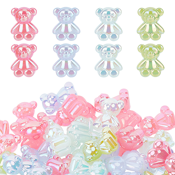 

PandaHall CHGCRAFT 60Pcs 4 Colors Opaque Acrylic Beads, Half Drilled, AB Color, Bear, Mixed Color, 21.5x17.5mm, 15pcs/color Acrylic Bear..., Multicolor