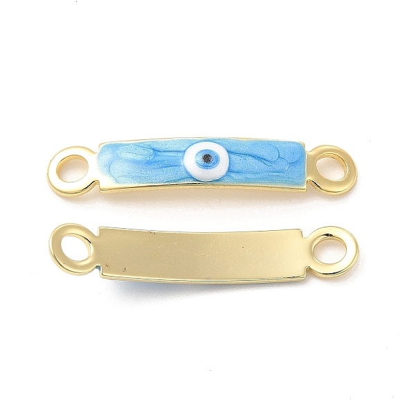 

PandaHall Brass Connector Charms, Curved Rectangle Links with Evil Eye Pattern, with Enamel, Real 18K Gold Plated, Long-Lasting Plated, Deep...