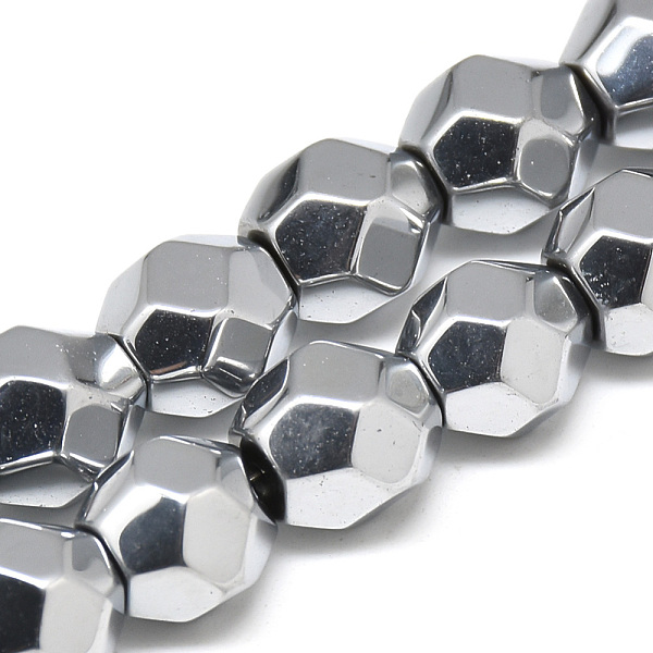 

PandaHall Electroplate Non-magnetic Synthetic Hematite Beads Strands, Faceted Round, Platinum Plated, 9x10x9mm, Hole: 1mm, about...
