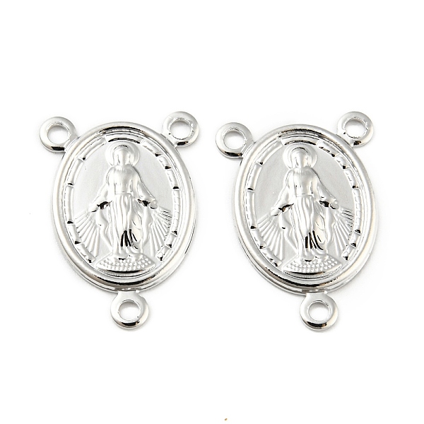 

PandaHall Brass Rosary Center Pieces Oval with Virgin Mary Chandelier Component Links, 3 Loop Connector, for Holy Jewelry Making, Real...