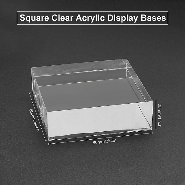 

PandaHall Acrylic Display Bases, Square, Clear, 80x80x25mm Acrylic Square Clear