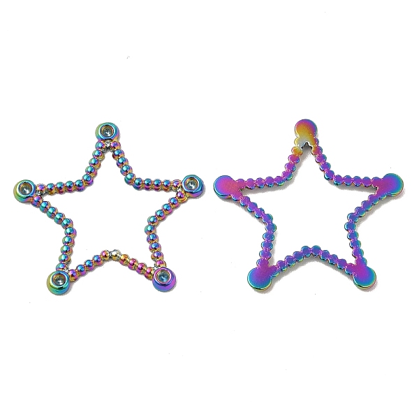 

PandaHall Ion Plating(IP) 304 Stainless Steel Linking Ring Rhinestone Settings, Star, Rainbow Color, Fit for 1.5mm Rhinestone, 23.5x25x1.5mm...