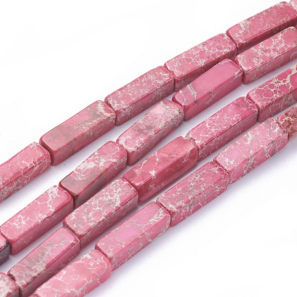 

PandaHall Natural Imperial Jasper Beads Strands, Cuboid, Dyed, Old Rose, 13~13.5x4.2~4.5x4.2~4.5mm, Hole: 1.2mm, about 30pcs/strand, 15.5..., Purple