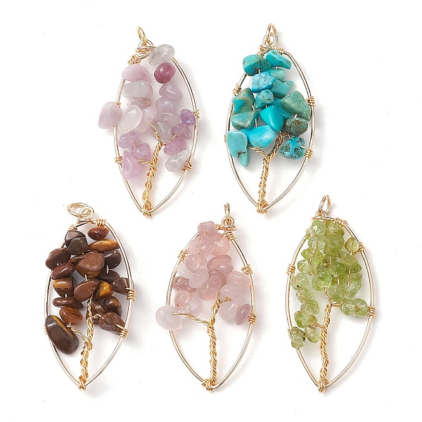 Natural Mixed Gemstone Chip Pendants