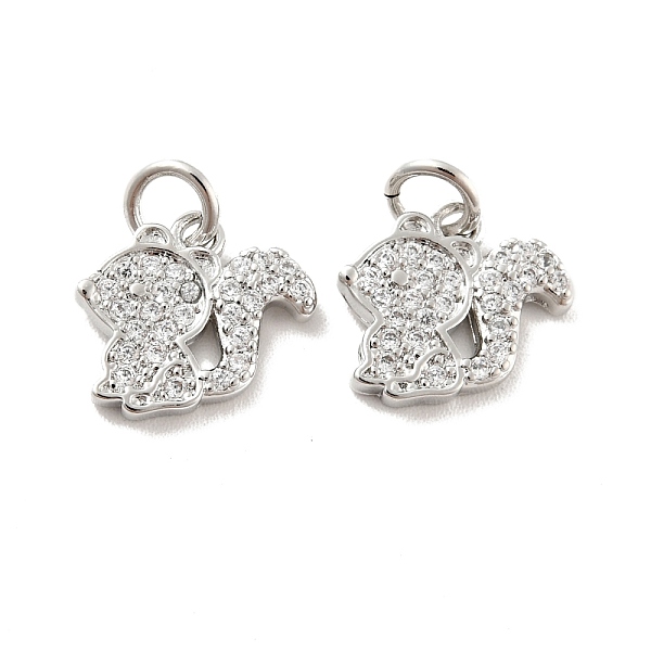 

PandaHall Squirrel Brass Micro Pave Clear Cubic Zirconia Charms, with Jump Ring, Cadmium Free & Lead Free, Platinum, 11x12x2mm, Hole: 3mm...