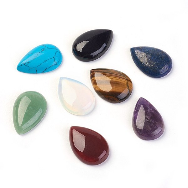 

PandaHall Mixed Gemstone Cabochons, teardrop, Mixed Stone, about 30mm long, 20mm wide, 7mm thick Mixed Stone Teardrop